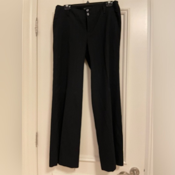 Low rise wide leg pinstripe trousers in blue and black - Picture 1 of 5